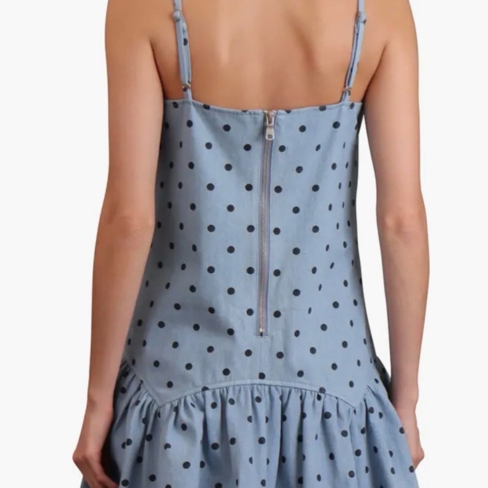 Avec Les Filles Polka Dot Denim Dress NWT Size Small - Picture 2 of 14